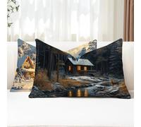 Cojines Exterior 50x90 Fundas Cojines Rectangulares Bosque Funda Cojin Cabina Impermeable Lino Funda Almohada para Otoño Terraza Banco Jardin Decorativos con Cremallera Invisible 2 Piezas G1-855