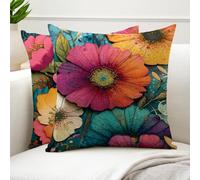 Cojines Exterior 55x55cm Impermea Terciopelo Fundas Cojines Rosa Funda Cojin Sofa Decorativo Duradero Cremallera Oculta para Decoracion Jardin Exterior,Terraza,Balcón,Oficina Juego de 2 Flores G6-866