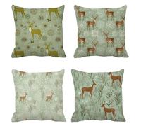 Cojines Exterior 70x70 Juego de 4 Animales Cojines Exterior Impermeable Bosque Funda Cojin Lino Fundas Almohada Cojin Decorativos, Cremallera Invisible, para Balcones Patio Jardín Camping s-259