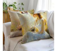 Cojines Exterior Blanco Funda Cojin 35x35cm 2 Piezas,Cojines Sofa paisaje Lino Funda Cojin,Sofá Cojín Decorativo con Cremallera Oculta para Sala Estar,Sofás,Camas,Jardín Otoño Decorativos JX-1031