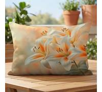 Cojines Exterior Funda Cojin 30x50 cm Impermeable Lino Fundas Cojines Floral Funda Almohada, Doble Cara Patrón Cojin Decorativos Juego De 1 para Jardín Camping Patio Terraza Sofá Balcones Lirio 1D#448