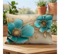 Cojines Exterior Funda Cojin 40x70 cm Impermeable Lino Fundas Cojines Azul Funda Almohada, Doble Cara Patrón Cojin Decorativos Juego De 1 para Jardín Camping Patio Terraza Sofá Balcones Crema 1D#563