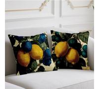 Cojines Exterior Funda Cojin 60x60cm Juego de 2 Cojin Sofa Limón Cojines Otoño Blanco Funda de Almohada Impresión de Doble Lado Pillow Lino para Patio Balcón Jardín Invierno Halloween Decoración w-734