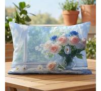 Cojines Exterior Funda Cojin 60x80 cm Impermeable Lino Fundas Cojines Floral Funda Almohada, Doble Cara Patrón Cojin Decorativos para Jardín Camping Patio Terraza Sofá Balcones Antepecho 1D#425