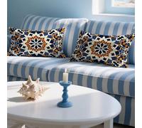 Cojines Exterior Impermeable 40x60cm 2 Piezas Funda Cojin Rectangulares Mandala Funda de Almohada Lino Cushion Covers Geometría Impresión de Doble Cara Almohada Cushions para Jardin Otoño Decor,LY-539