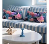 Cojines Exterior Impermeable 40x70cm 2 Piezas Funda Cojin Rectangulares Sencillez Funda de Almohada Lino Cushion Covers Hojas Impresión de Doble Cara Almohada Cushions para Jardin Otoño Decor,LY-927