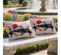 Cojines Exterior Impermeable 60x90cm 2 Piezas Funda Cojin Rectangulares Monte Fuji Funda de Almohada Terciopelo Cushion Covers Lago Impresión de Doble Cara Almohada Cushions Primavera Decor, LY-1145