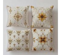Cojines Exterior Impermeable Color Crema Funda Cojin 70x70cm Muebles de Jardin Impresin de Doble Cara Lino Grandes Funda Almohada Naranja Juego de 4,Primavera Verano Dormitorio Decorativas S808