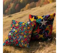 Cojines Exterior Impermeable Color Funda Cojin 80x80cm Grandes Lino Almohada Sofa Estrella 2 Piezas,Cuadrada Jardin Mueble Almohada Funda de,para Verano Patio Decor,con Cremallera Invisible AU-417