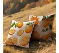 Cojines Exterior Impermeable Color Naranja Funda Cojin 35x35cm Lino Almohada Sofa Naranja 2 Piezas,Cuadrada Jardin Mueble Almohada Funda de,para Verano Patio Decor,con Cremallera Invisible AU-580