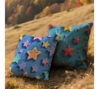 Cojines Exterior Impermeable Estrella Funda Cojin 30x30cm Lino Almohada Sofa Azul 2 Piezas,Cuadrada Jardin Mueble Almohada Funda de,para Primavera Verano Patio Decor,con Cremallera Invisible AU-397