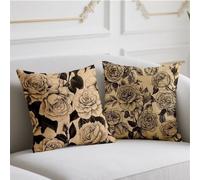Cojines Exterior Impermeable Funda Cojin 50x50cm Juego de 2 Cojin Sofa Flor Fundas Cojines Negro Funda de Almohada Impresión de Doble Lado Pillow para Balcón Invierno Halloween Otoño Decoración wj-385