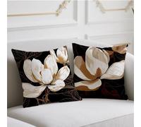 Cojines Exterior Impermeable Funda Cojin 60x60cm Juego de 2 Cojin Sofa Flor Fundas Cojines Negro Funda de Almohada Impresión de Doble Lado Pillow para Balcón Invierno Halloween Otoño Decoración wj-465