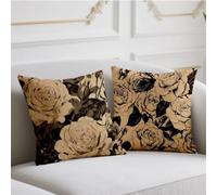 Cojines Exterior Impermeable Funda Cojin 60x60cm Juego de 2 Cojin Sofa Flor Fundas Cojines Negro Funda de Almohada Impresión de Doble Lado Pillow para Balcón Invierno Halloween Otoño Decoración wj-387