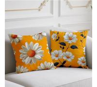 Cojines Exterior Impermeable Funda Cojin 65x65cm Juego de 2 Cojin Sofa Flor Fundas Cojines Amarillo Funda de Almohada Impresión de Doble Lado Pillow para Patio Balcón Halloween Otoño Decoración wj-419