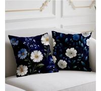 Cojines Exterior Impermeable Funda Cojin 65x65cm Juego de 2 Cojin Sofa Flor Fundas Cojines Azul Funda de Almohada Impresión de Doble Lado Pillow Patio Balcón Invierno Halloween Otoño Decoración wj-440