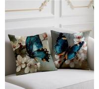 Cojines Exterior Impermeable Funda Cojin 65x65cm Juego de 2 Cojin Sofa Flor Fundas Cojines Mariposa Funda de Almohada Impresión de Doble Lado Pillow para Patio Balcón Halloween Otoño Decoración wj-401