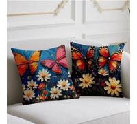 Cojines Exterior Impermeable Funda Cojin 65x65cm Juego de 2 Cojin Sofa Flor Fundas Cojines Mariposa Funda de Almohada Impresión de Doble Lado Pillow para Patio Balcón Halloween Otoño Decoración wj-413