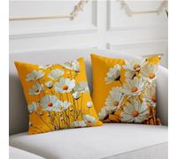 Cojines Exterior Impermeable Funda Cojin 80x80cm Juego de 2 Cojin Sofa Flor Fundas Cojines Amarillo Funda de Almohada Impresión de Doble Lado Pillow para Patio Balcón Halloween Otoño Decoración wj-423
