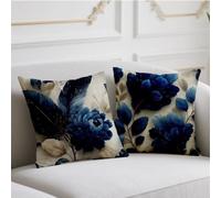 Cojines Exterior Impermeable Funda Cojin 80x80cm Juego de 2 Cojin Sofa Flor Fundas Cojines Azul Funda de Almohada Impresión de Doble Lado Pillow Patio Balcón Invierno Halloween Otoño Decoración wj-442