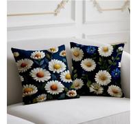 Cojines Exterior Impermeable Funda Cojin 80x80cm Juego de 2 Cojin Sofa Flor Fundas Cojines Azul Funda de Almohada Impresión de Doble Lado Pillow Patio Balcón Invierno Halloween Otoño Decoración wj-445
