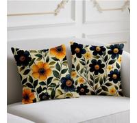 Cojines Exterior Impermeable Funda Cojin 80x80cm Juego de 2 Cojin Sofa Flor Fundas Cojines Crema Funda de Almohada Impresión de Doble Lado Pillow para Balcón Invierno Halloween Otoño Decoración wj-461