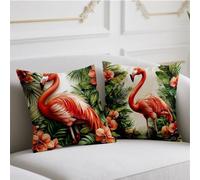 Cojines Exterior Impermeable Funda Cojin 80x80cm Juego de 2 Cojin Sofa Flor Fundas Cojines Flamenco Funda de Almohada Impresión de Doble Lado Pillow para Patio Balcón Halloween Otoño Decoración wj-424