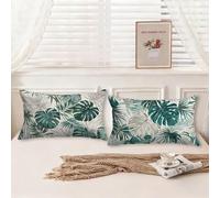 Cojines Exterior Impermeable Hojas Funda Cojin 40x70 Cojines Verde Juego de 2 Terciopelo Funda Almohada Doble Cara Impresión con Cremallera para Sofás Sala Estar Dormitorio Gifts for Women, Model775