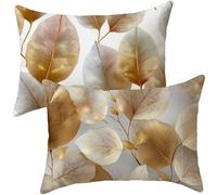 Cojines Exterior Impermeable Lino Cojin Sofa Dorado Fundas Cojines 50x70 2 Piezas Hojas Fundas de Almohada, para Jardín Granja Sofá Cama Camping, Decoracion Jardin, Decoracion Terraza Exterior i-508