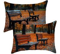 Cojines Exterior Impermeable Lino Cojin Sofa Hojas caídas Fundas Cojines 40x70 2 Piezas Parque Funda Almohada, para Jardín Sofá Cama Camping, Decoracion Jardin, Decoracion Terraza Exterior i-603