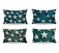 Cojines Exterior Impermeable Lino Funda Almohada 50x90 Verde Fundas Cojines 4 Piezas Cojin Sofa, para Jardín Balcón Sofá Cama Camping, Decoracion Terraza, Decoracion Jardin Exterior, Estrella, m-356