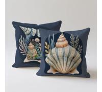 Cojines Exterior Impermeable Marina De Guerra Funda Cojin 45x45, Funda Almohada Coral Decorativos Verano Cuadrado Lino Cojines Sofa con Cremallera Oculta para Exterior Patio Jardín Decoracion K-413
