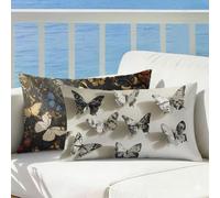 Cojines Exterior Impermeable Mariposa, Animal Funda Cojin 40x70 Juego de 2 Lino, Funda de Almohada Rectangulares Impresión Doble Cara con Cremallera Invisible para Jardín Salón Gifts for Women, Cod331