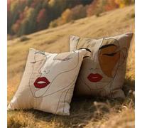 Cojines Exterior Impermeable Marrón Funda Cojin 35x35cm Lino Almohada Sofa Mujer 2 Piezas,Cuadrada Jardin Mueble Almohada Funda de,para Primavera Verano Patio Decor,con Cremallera Invisible AU-817