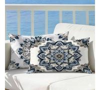 Cojines Exterior Impermeable Moderno, Mandala Funda Cojin 60x80 Juego de 2 Terciopelo, Funda de Almohada Rectangulares Impresión Doble Cara con Cremallera Invisible para Sofás Jardín Salón, Cod515