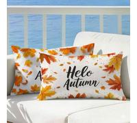 Cojines Exterior Impermeable Otoño, Hojas Funda Cojin 40x70 Juego de 2 Terciopelo, Funda de Almohada Rectangulares Impresión Doble Cara con Cremallera Invisible para Sofás Jardín Salón Gifts, Cod403