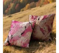 Cojines Exterior Impermeable Rosa Funda Cojin 30x30cm Lino Almohada Sofa Mármol 2 Piezas,Cuadrada Jardin Mueble Almohada Funda de,para Primavera Verano Patio Decor,con Cremallera Invisible AU-584
