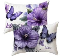 Cojines Exterior Impermeable Terciopelo Cojin Sofa Beige Fundas Cojines 40x60 2 Piezas Violeta Funda Almohada, para Jardín Sofá Cama Camping, Decoracion Jardin, Decoracion Terraza Exterior i-721
