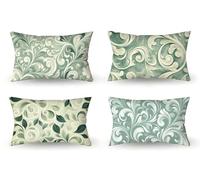 Cojines Exterior Impermeable Terciopelo Funda Almohada 40x70 Abstracción Fundas Cojines 4 Piezas Cojin Sofa, para Balcón Sofá Cama Camping, Decoracion Terraza, Decoracion Jardin, Verde Salvia m-110