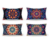 Cojines Exterior Impermeable Terciopelo Funda Almohada 40x70 Bohemia Fundas Cojines 4 Piezas Cojin Sofa, para Jardín Balcón Sofá Camping, Decoracion Terraza, Decoracion Jardin Exterior, Azul (2) m-24