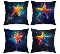 Cojines Exterior Impermeable Terciopelo Fundas Cojines 50x50 Estrella Fundas de Almohada 4 Piezas Abstracto Cojin Sofa, para Jardín Sofá Camping, Decoracion Jardin, Decoracion Terraza Exterior, o-831