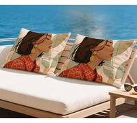 Cojines Exterior Impermeable Verano Funda Cojin 40x60 cm Abstracto de Terciopelo Funda Almohada Patrón De Mujer Cojine para Sofa Cojine para Sofá Silla Dormitorio Decoración Sof (Juego de 2) qq-197