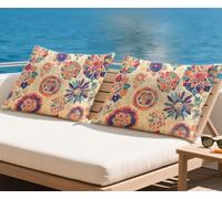 Cojines Exterior Impermeable Verano Funda Cojin 70x90 cm Retro de Lino Funda Almohada Mandala Cojine para Sofa Oculta Cremallera Cojine para Sofá Silla Dormitorio Decoración Sof (Juego de 2) qq-301