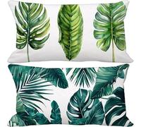 Cojines Exterior Impermeable, Verde Funda Cojin 40 x 70 cmJuego de 2, Lino Fundas Cojines para Sofa nórdico Patrón Diseño para Dormitorio Sofa Terraza Balcón Jardin Decorativos Regalos (Verde) d-6927