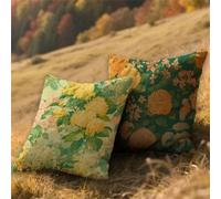 Cojines Exterior Impermeable Verde Funda Cojin 45x45cm Lino Almohada Sofa Flor 2 Piezas,Cuadrada Jardin Mueble Almohada Funda de,para Primavera Verano Fall Patio Decor,con Cremallera Invisible AU-536