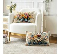 Cojines Exterior Jardin Primavera Funda Cojin 40x80 cm, Juego de 2 Suave Terciopelo Fundas Cojines, Funda Almohada Flor Decorativa Cojin Exterior, para Verano Decoración del Hogar, Regalos O-10086