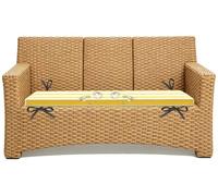 Cojines Exterior para Muebles de Ratan Repuesto de Sala Palets Terraza Jardín Sofá Silla, 5cm Cojin para Banco Exterior Impermeable 80% Rayas de Baul Madera(amarillo blanco,150x55 cm 59x22 in)