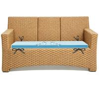 Cojines Exterior para Muebles de Ratan Repuesto de Sala Palets Terraza Jardín Sofá Silla, 5cm Cojin para Banco Exterior Impermeable 80% Rayas de Baul Madera(Azul claro blanco,100x30 cm 39x12 in)