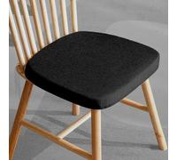 Cojines gruesos y antideslizantes para silla de comedor de lino de algodón en forma de U con lazos, 1 pulgada de grosor, 16 x 15 pulgadas, para el hogar, oficina, cocina, patio y jardín (negro)