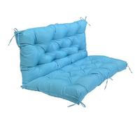 Cojines impermeables para exteriores, 4 pulgadas de grosor para silla de patio y banco con lazos, cojines de asiento para sofá biplaza para todo tipo de clima, jardín, balcón, porche, poliéster azul